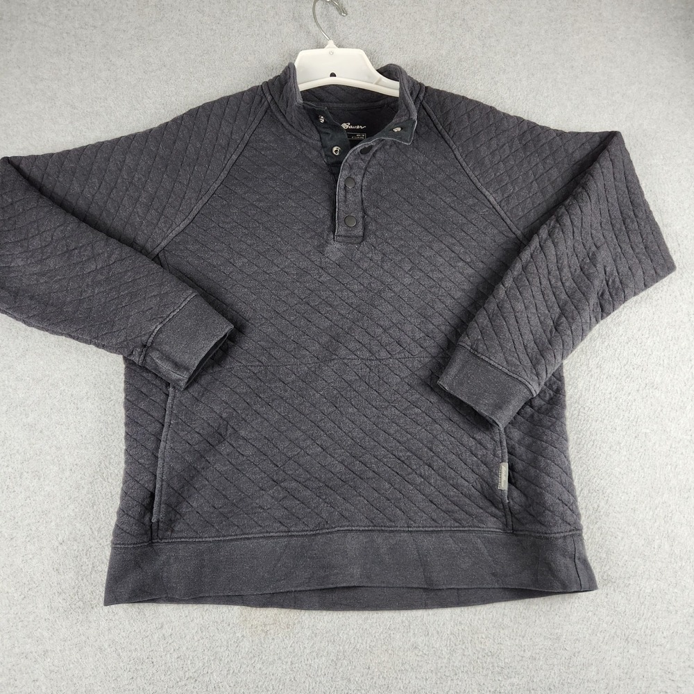 Eddie Bauer Sweatshirt Mens Medium Gray Quilted Casual Snap T Pullover Outdoor
